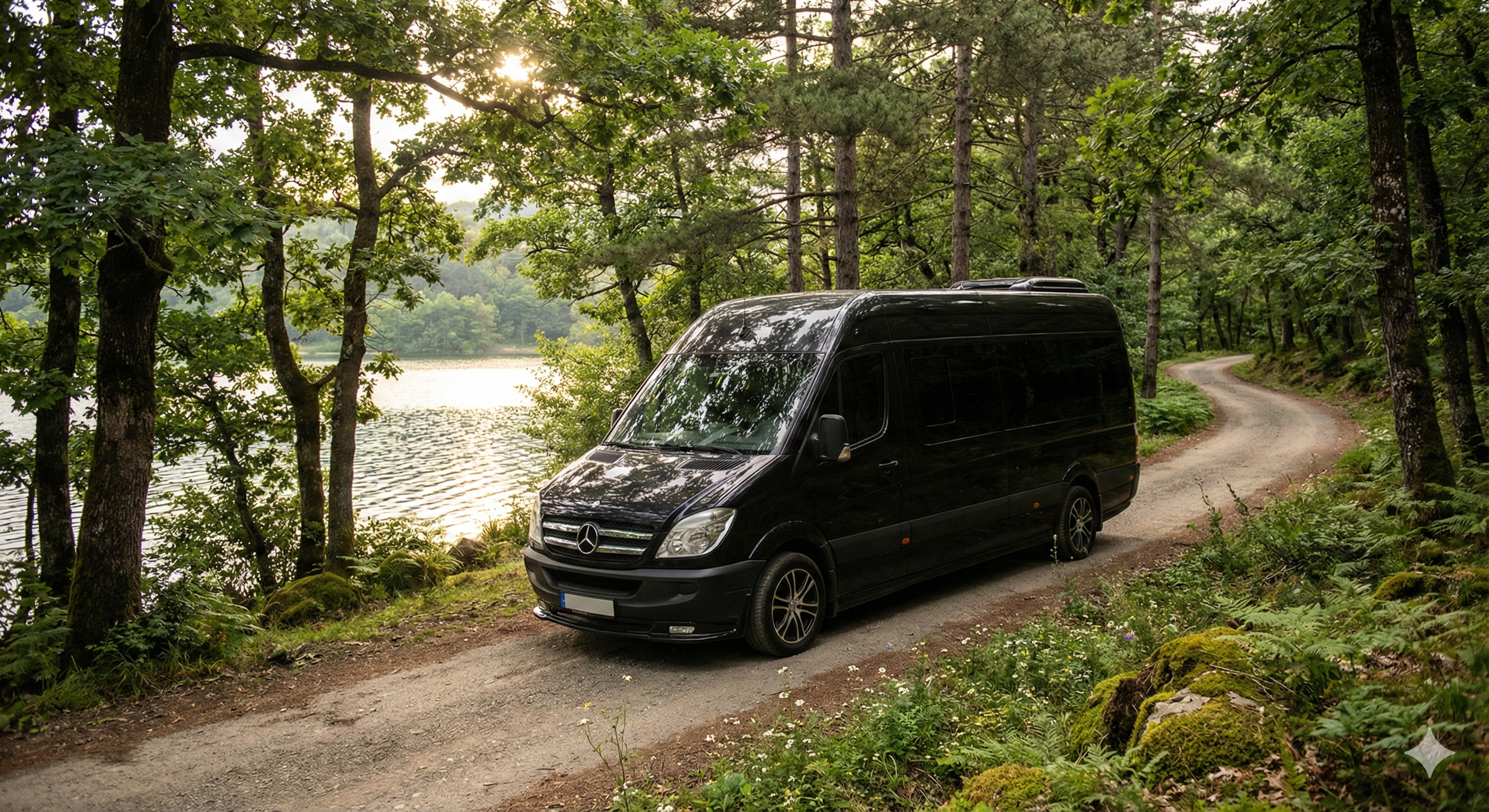 VIP-Familientransfer nach Sapanca: Mercedes Sprinter Minibus in der Natur.