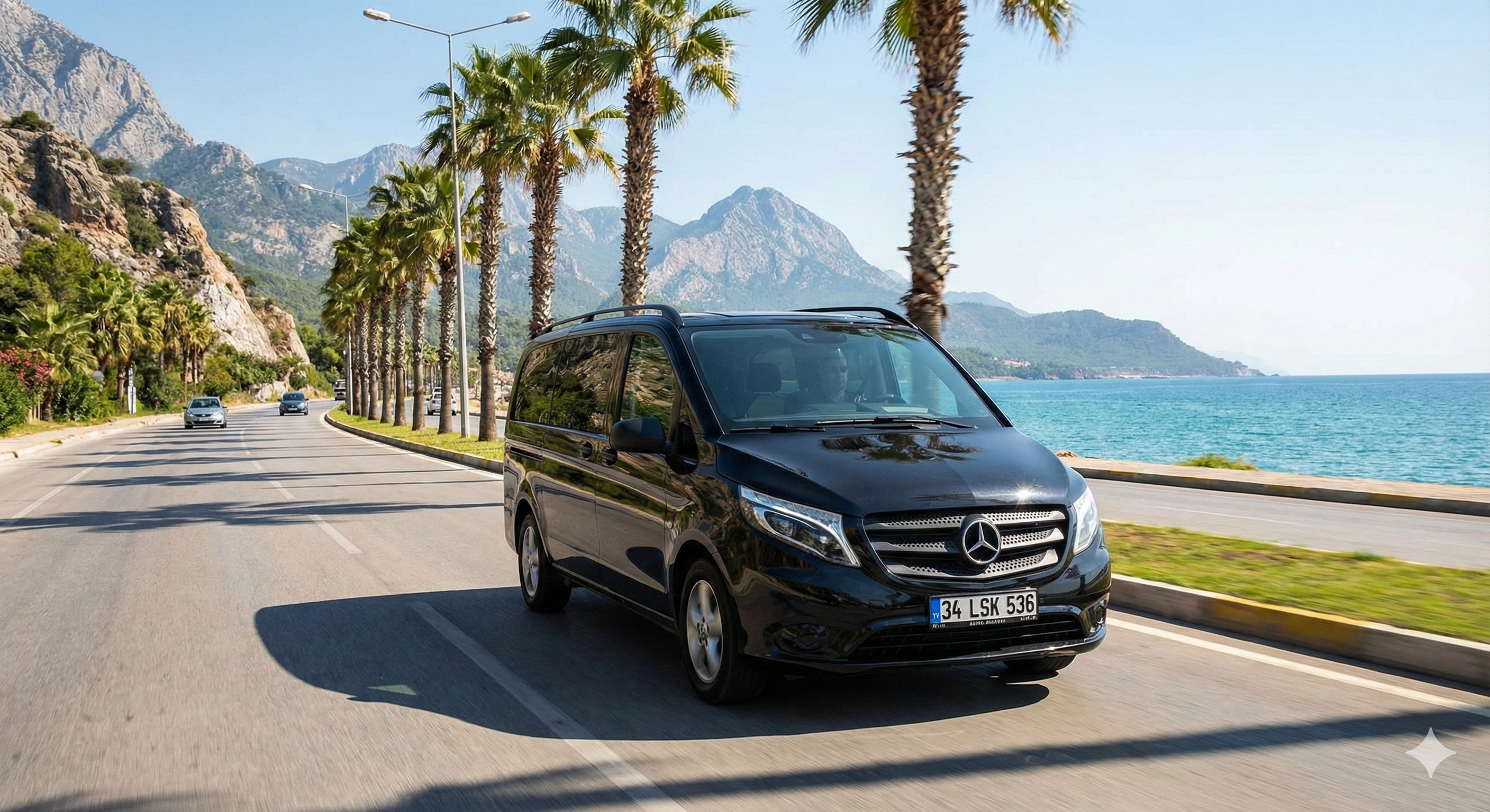Privater Flughafentransfer von Antalya nach Side mit Mercedes Vito VIP Fahrzeug.